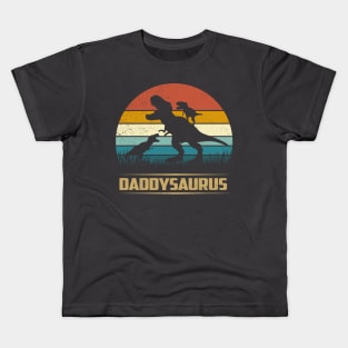 Daddy Dinosaur Daddysaurus 2 Two Kids Funny Father's Day dad Kids T-Shirt